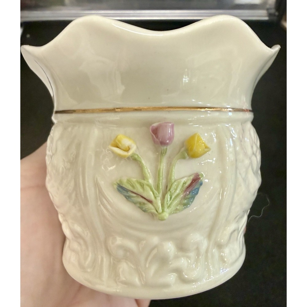 Vintage Belleek Irish SERENITY Tulip Votive Candleholder Mint!